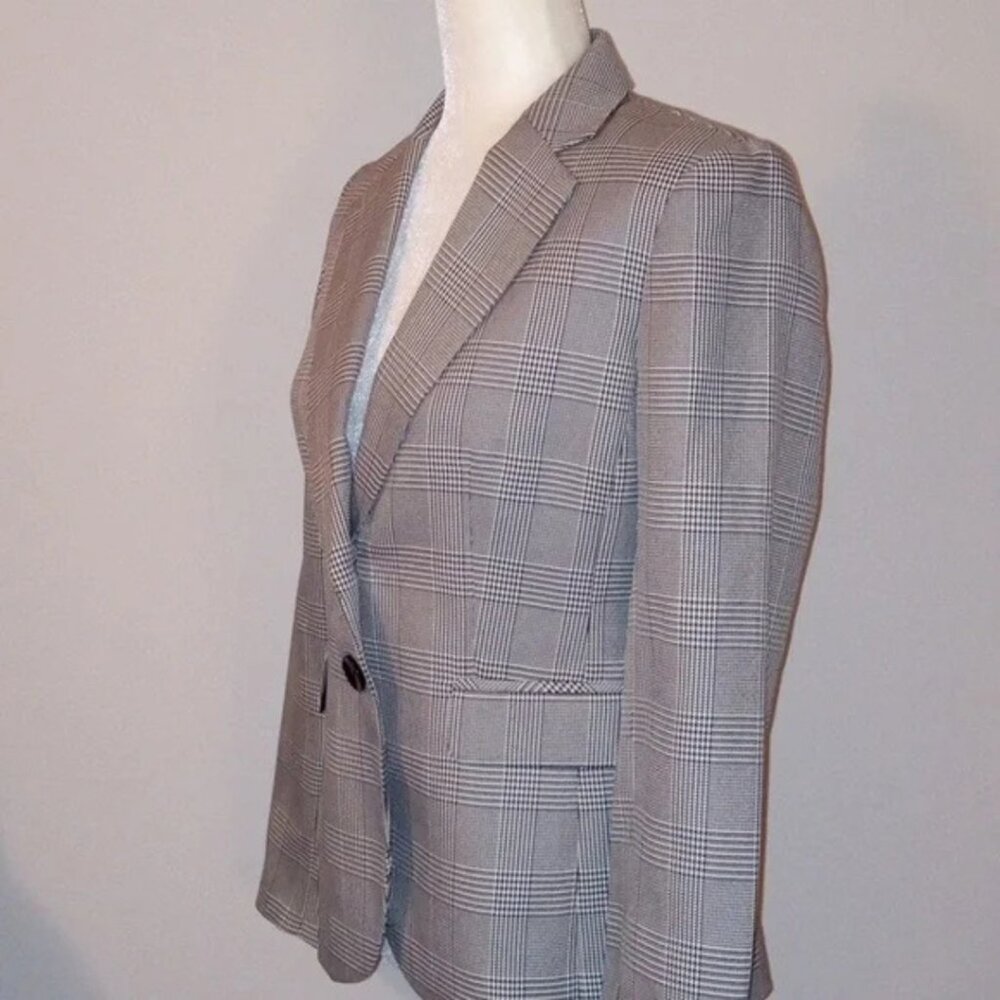 JONES NEW YORK Gray Plaid Blazer Fully Lined Size 4 - Picture 5 of 8